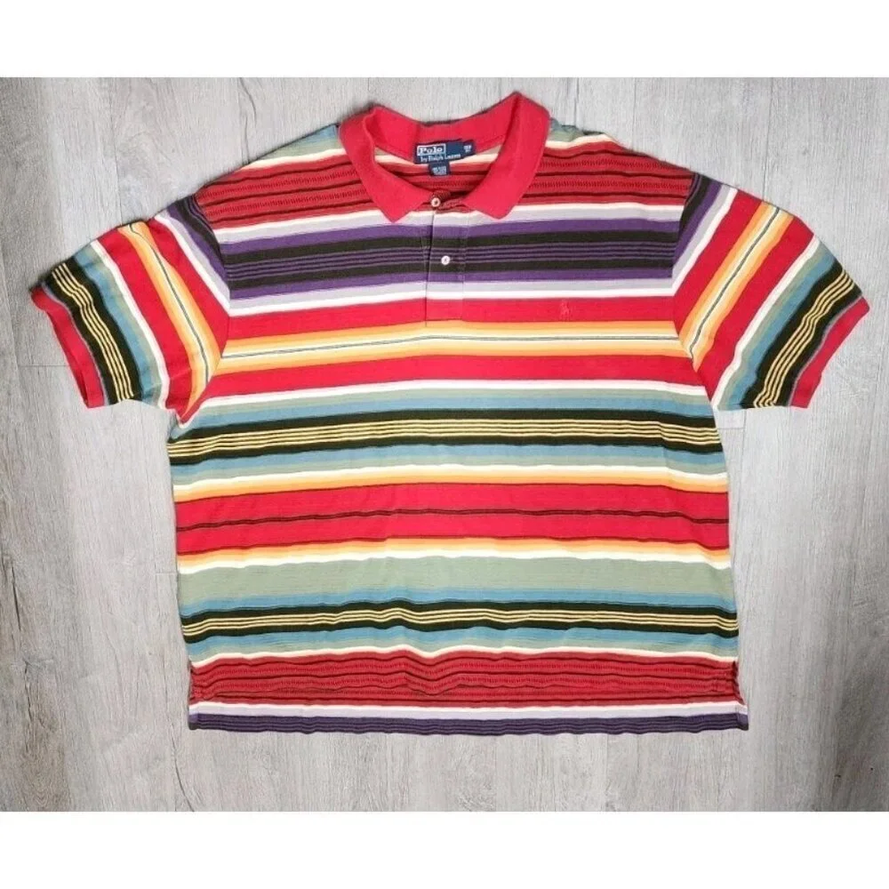 Polo Ralph Lauren Shirt 3XB 3XL Southwest Knit Aztec Navajo Blanket Stripe 90s